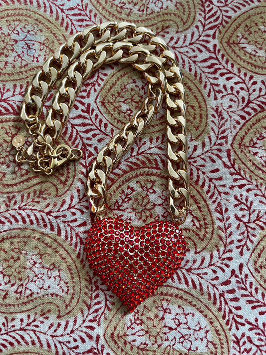 Rhinestone Heart Necklace