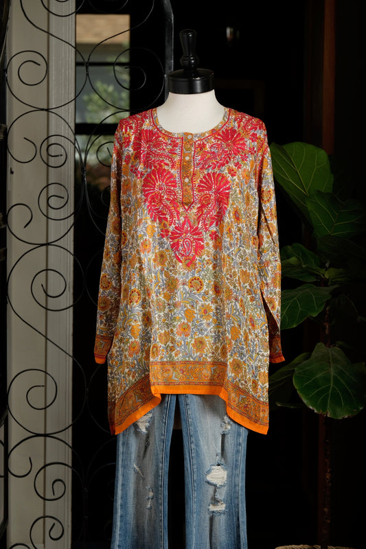 Red Lotus Silk Tunic