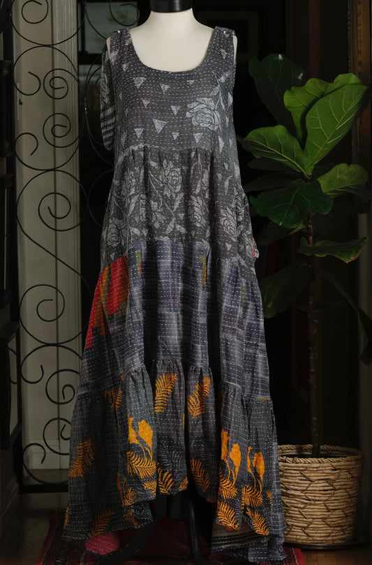 Kantha Celestial Maxi in Grey Rose