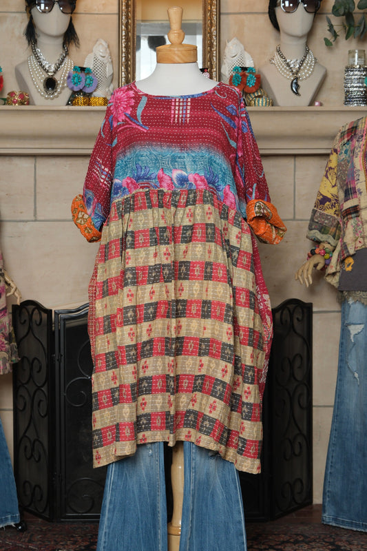 Midi Dress in Ikat Checkers