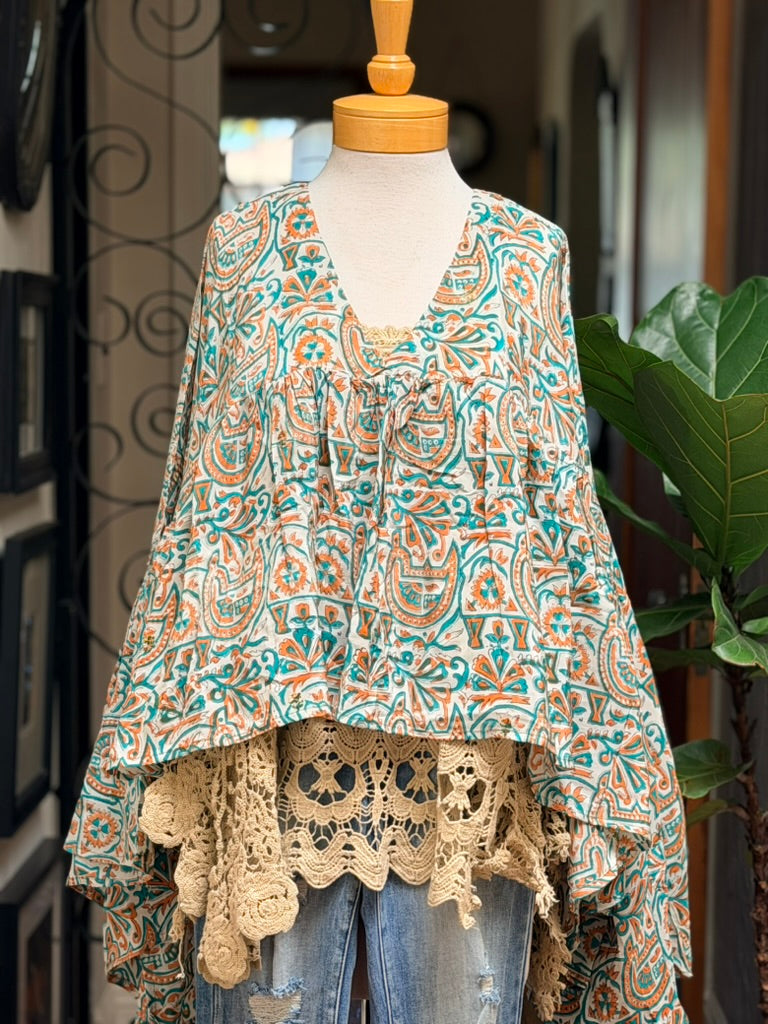 Gold Dust Crop Top in Paloma Del Sol Long Sleeve