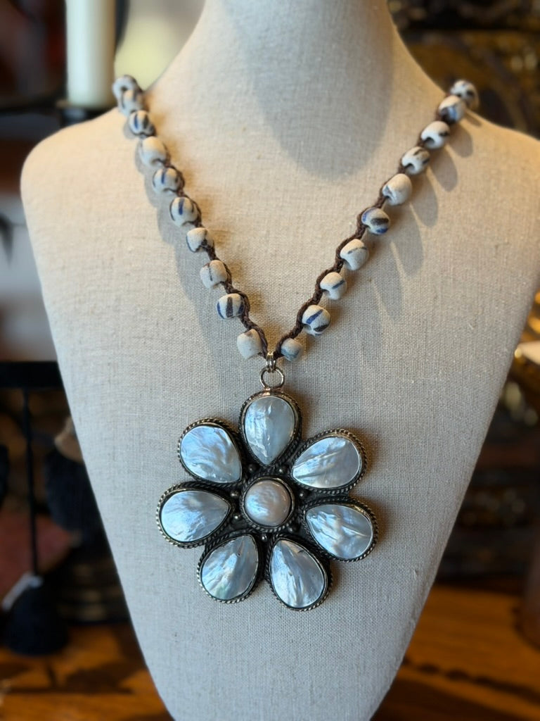 Shell Flower on Trade Beads 1720
