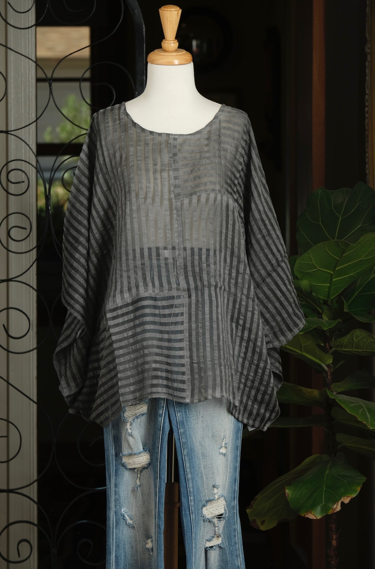 Grey Graph Poncho Top
