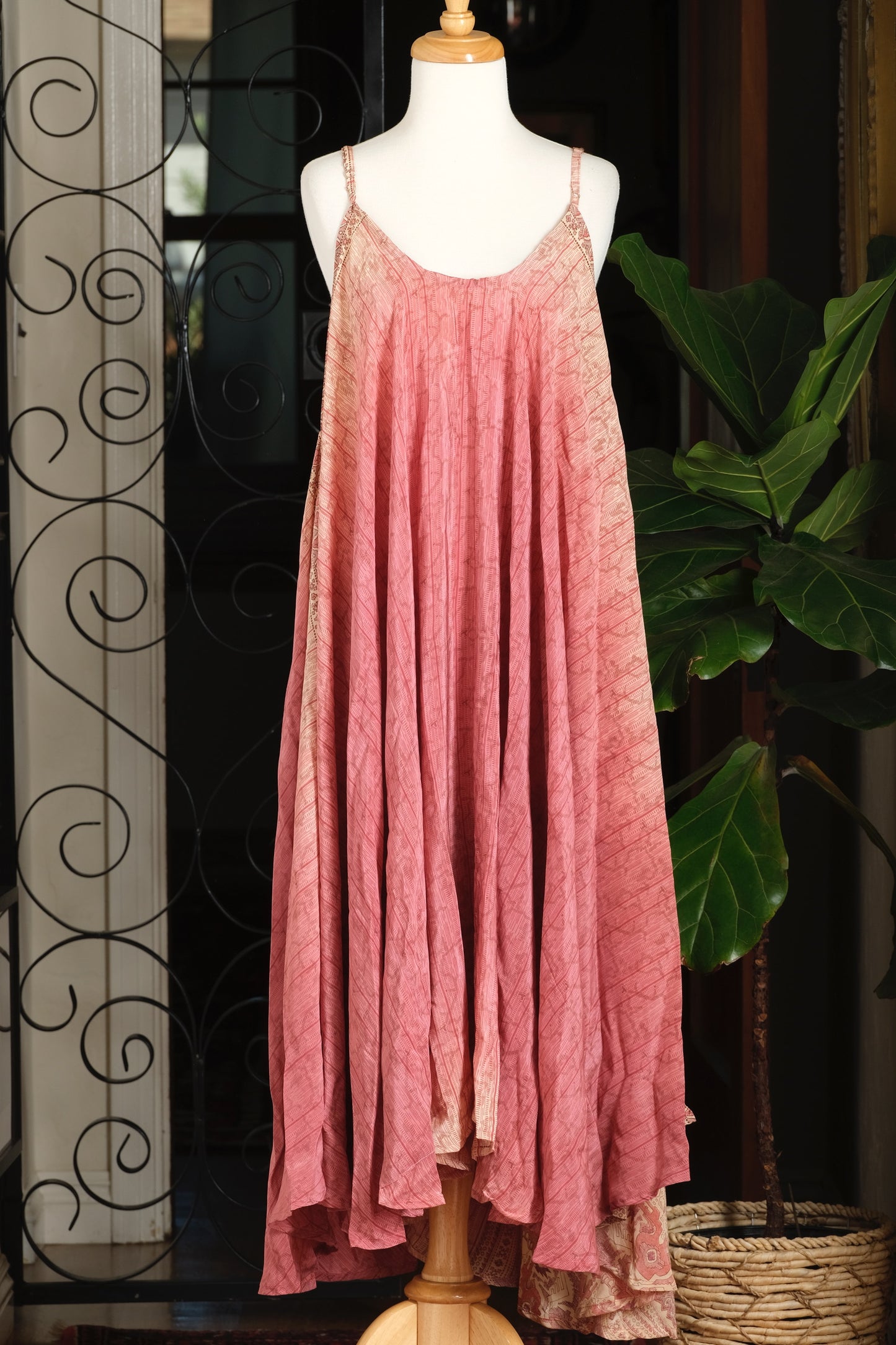 Silk Slip Dress in Antique Rose Ombre