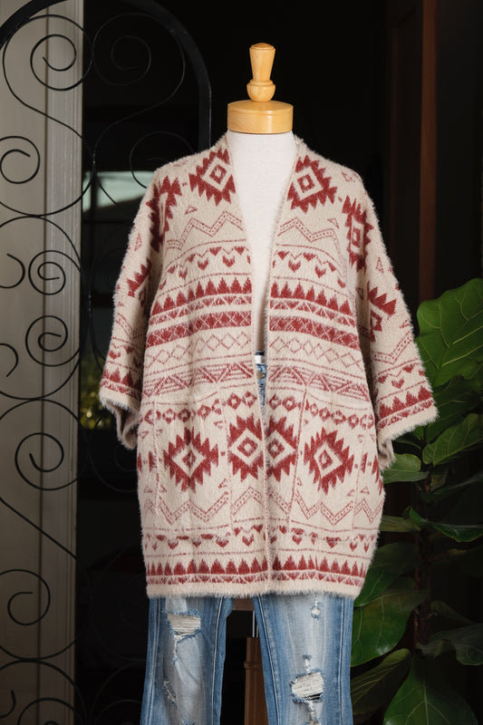 Cozy Cardigan in Tribal Berry