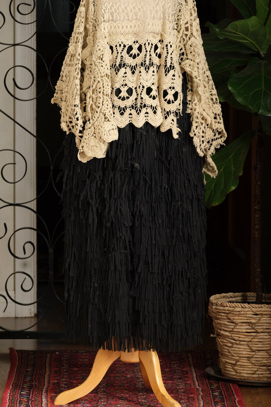 Fringe Skirt in Black Magic