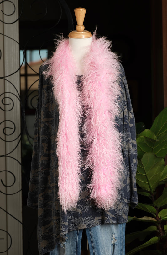 Pink Cadillac Mongolian Lamb Scarf
