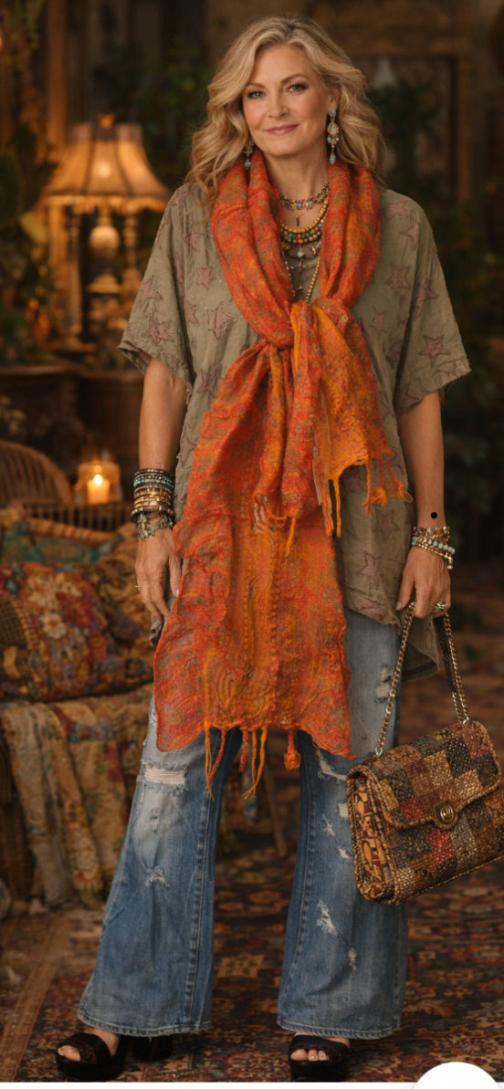 Lotus Scarf in Rusted Flame