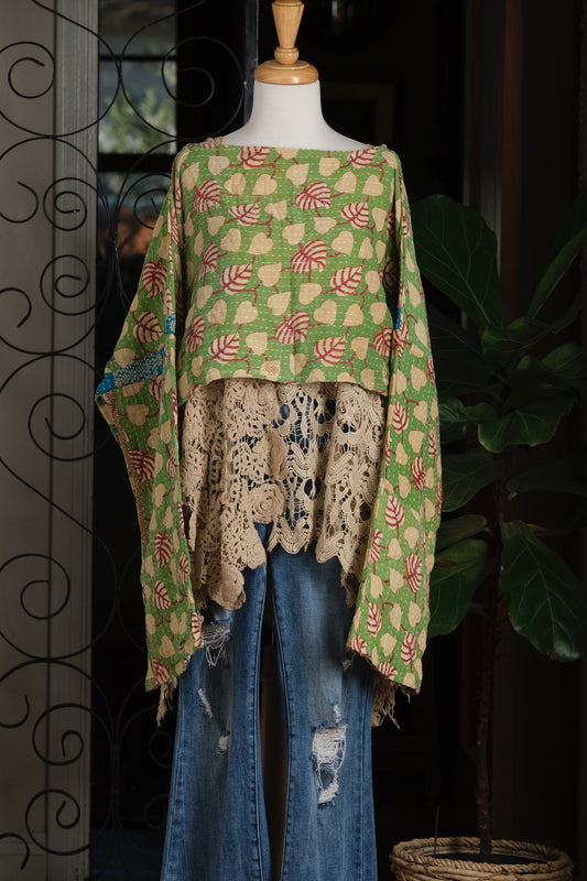 Crop Top in Stripe Leaf