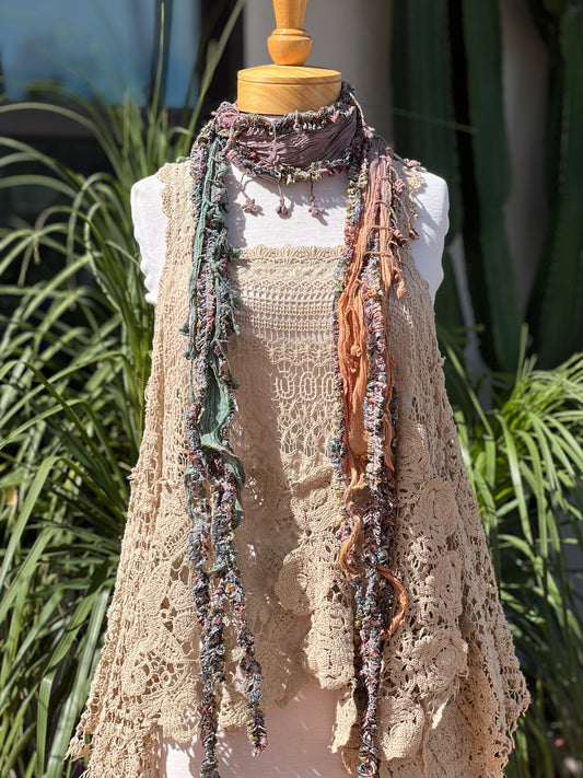 Siren Scarf in Apricot Mauve Jade