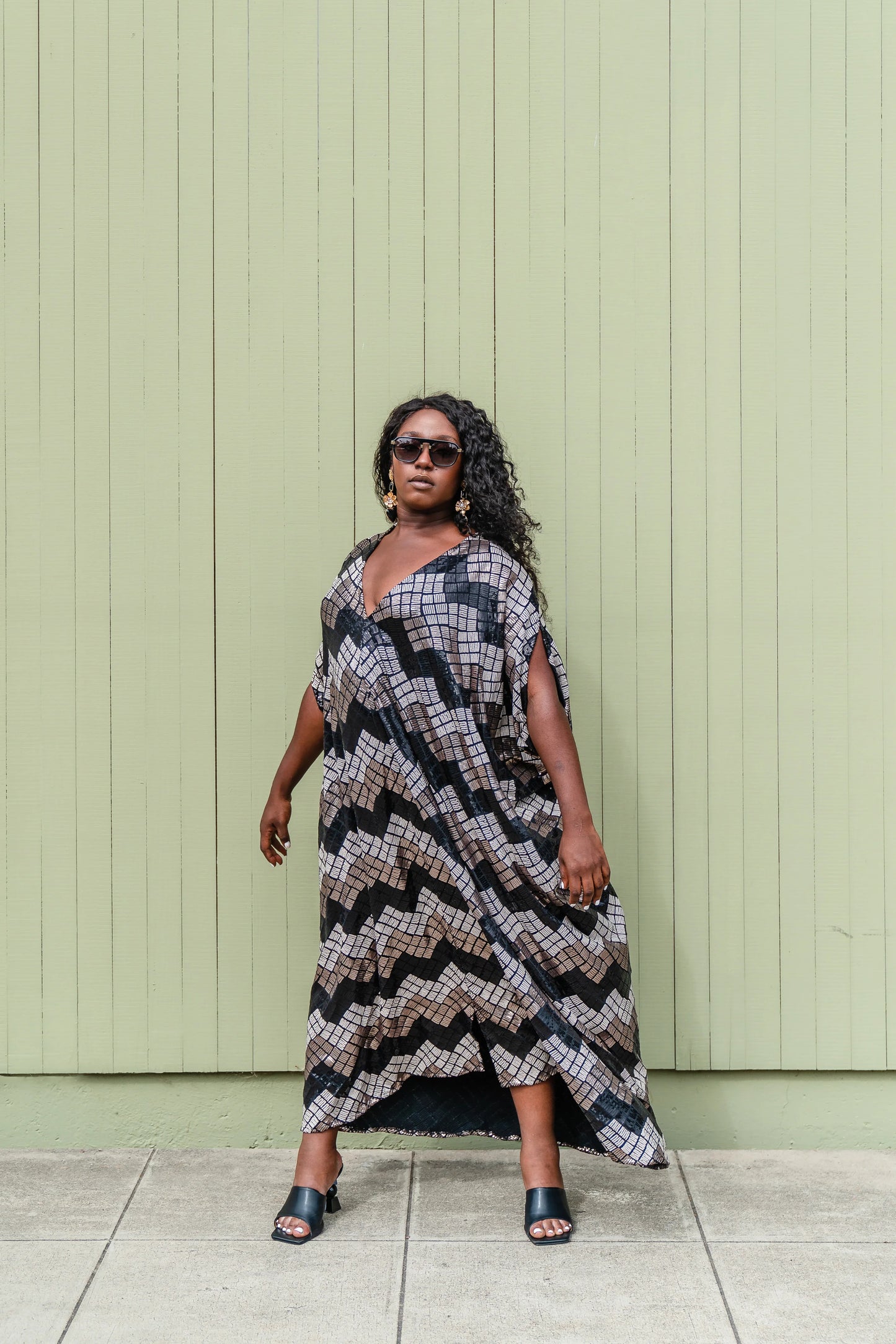 Graphite Sequin Caftan by Jennafer Grace