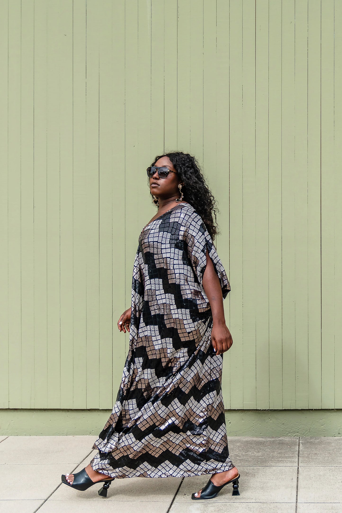 Graphite Sequin Caftan by Jennafer Grace