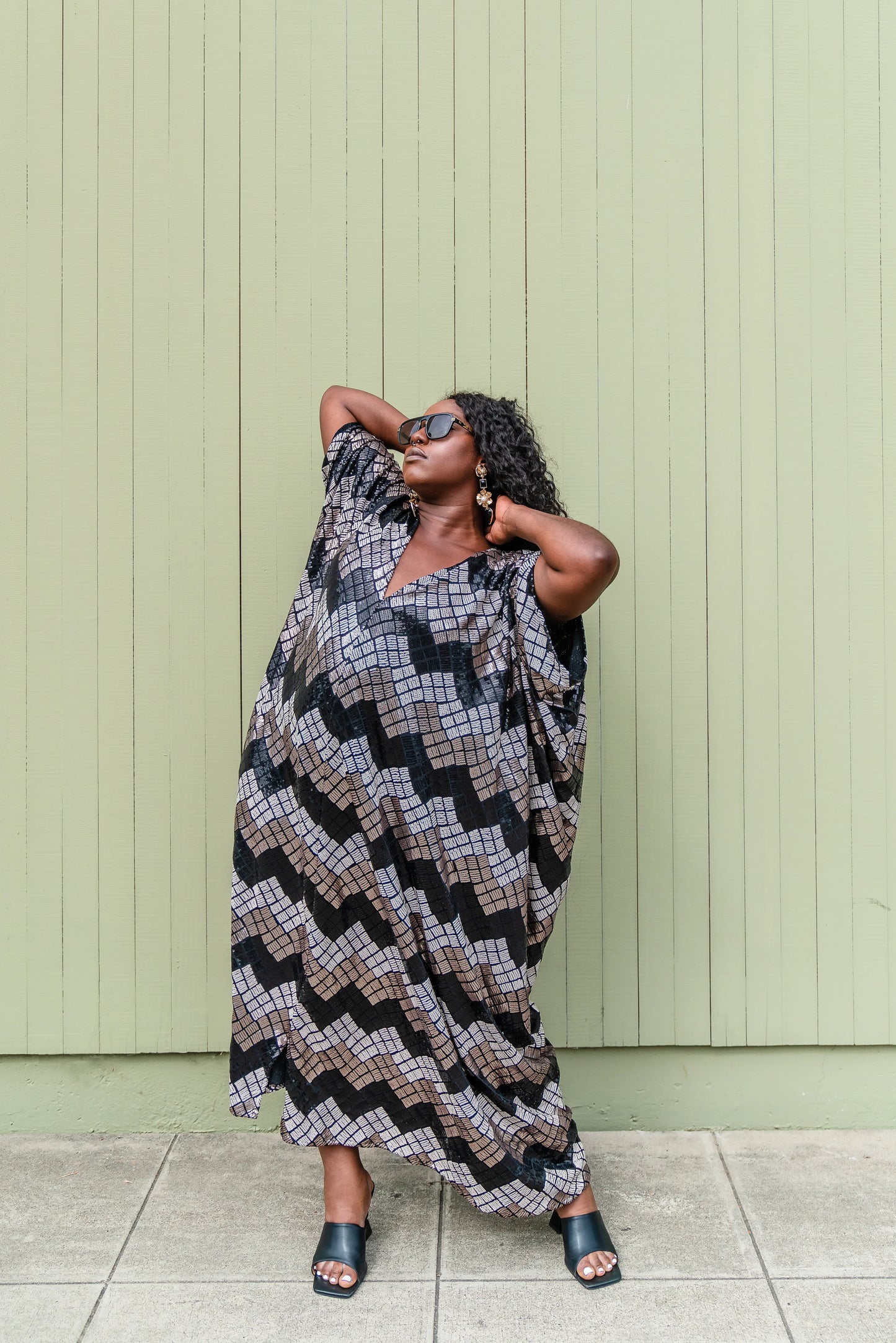 Graphite Sequin Caftan by Jennafer Grace