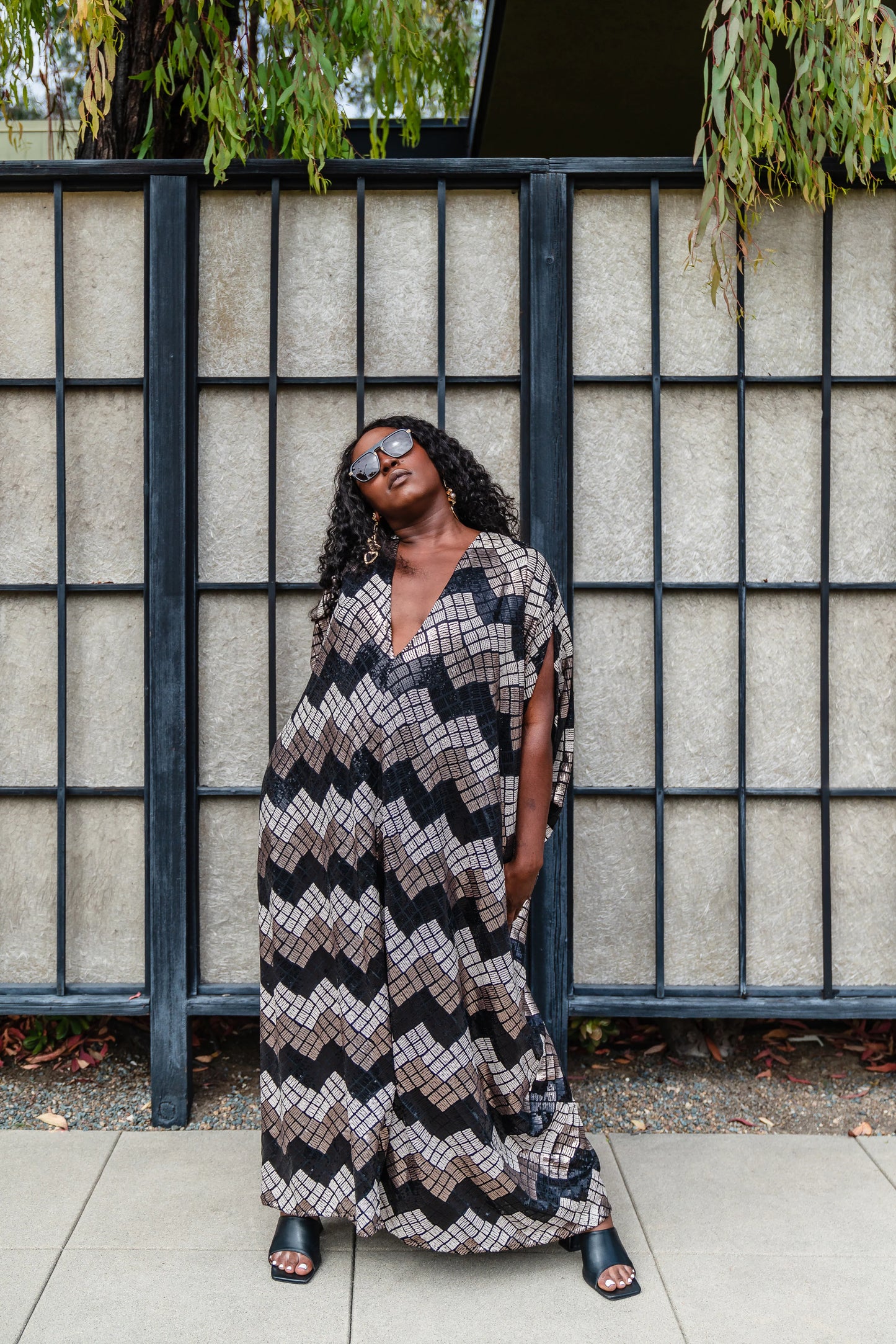 Graphite Sequin Caftan by Jennafer Grace