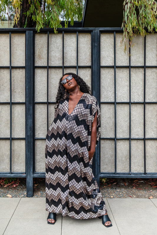 Graphite Sequin Caftan by Jennafer Grace