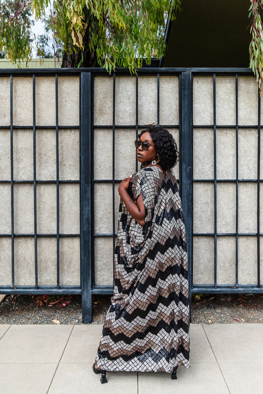Graphite Sequin Caftan by Jennafer Grace