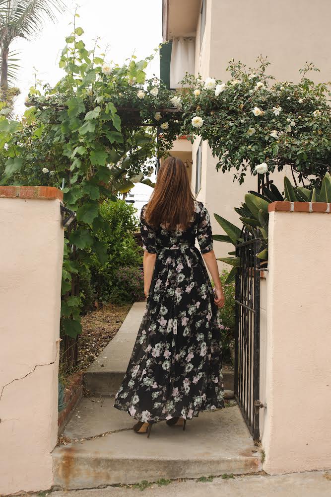 Signature Wrap Dress in Noir Garden by Jennafer Grace