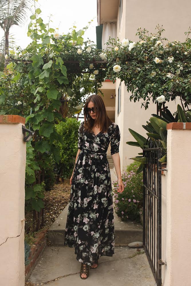 Signature Wrap Dress in Noir Garden by Jennafer Grace