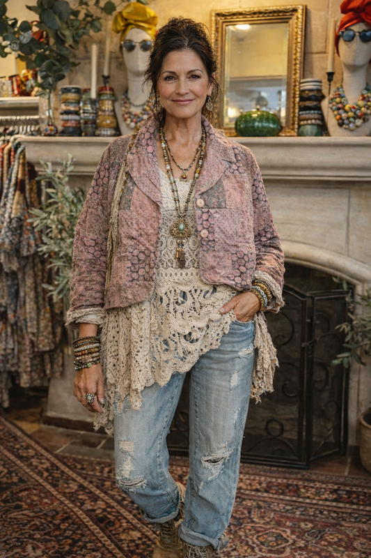 Crop Jacket in Pomegranate Rose