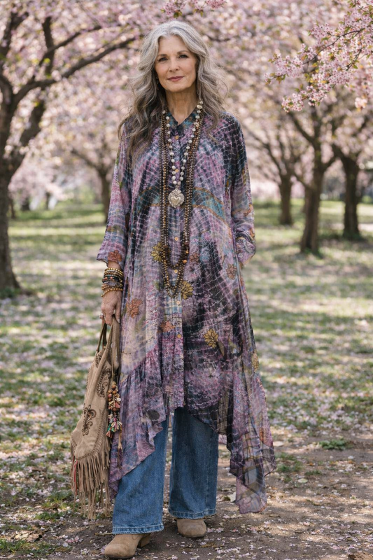 Lotus Duster Dress in Golden Lotus