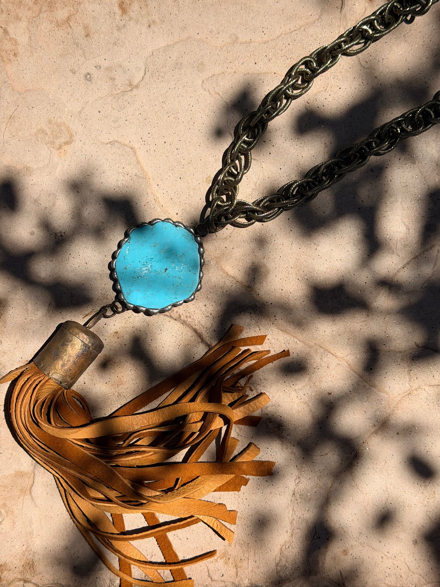 Sacred Tassel Necklace in Cognac Suede