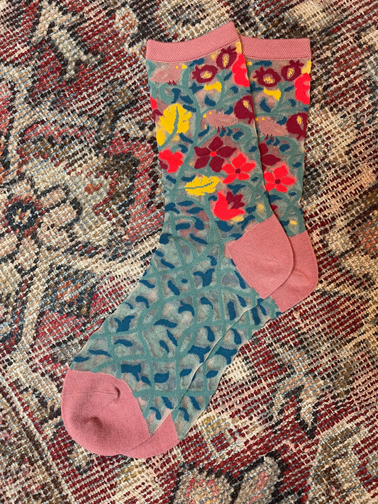 Teal Garden Socks