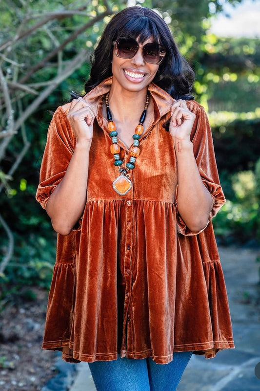 Rust Babydoll Topper