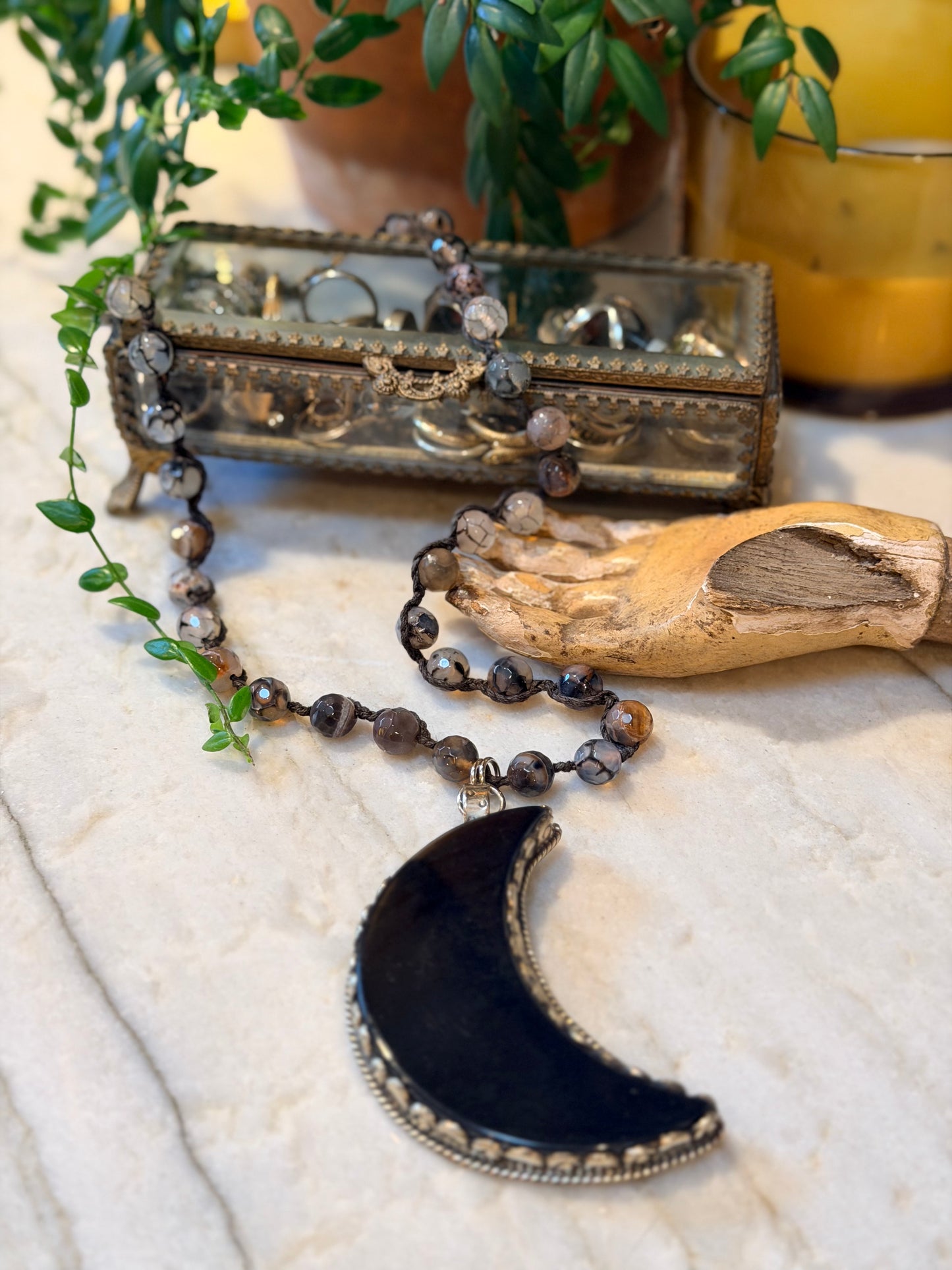 Onyx Moon Necklace 1800 – Chateau Bel Age Boutique