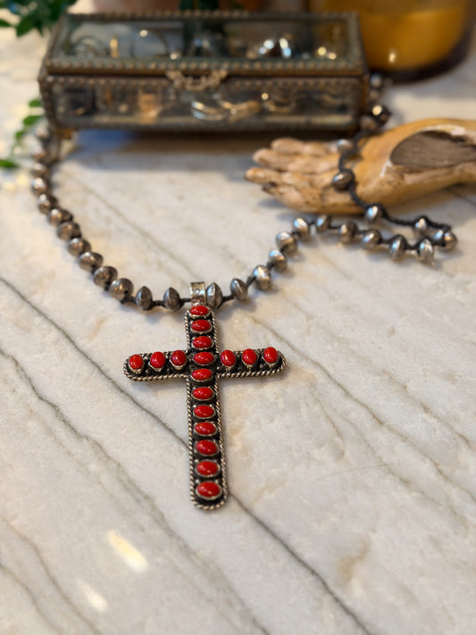 Coral Cross 1806 Necklace – Chateau Bel Age Boutique