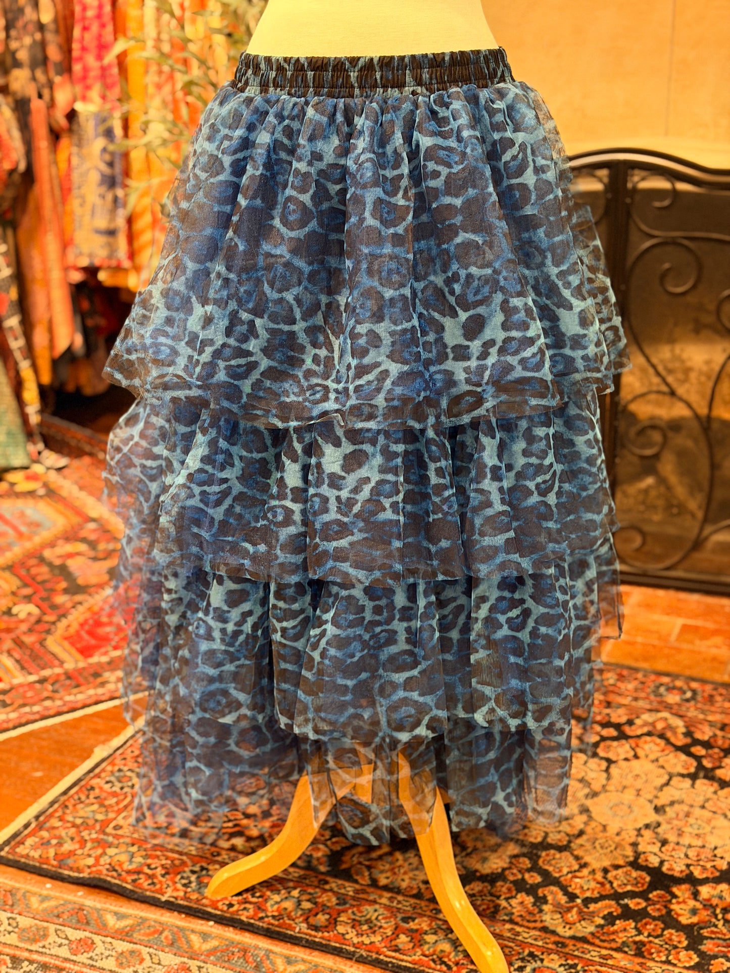Tulle Skirt in Blue Leopard Tamer – Chateau Bel Age Boutique