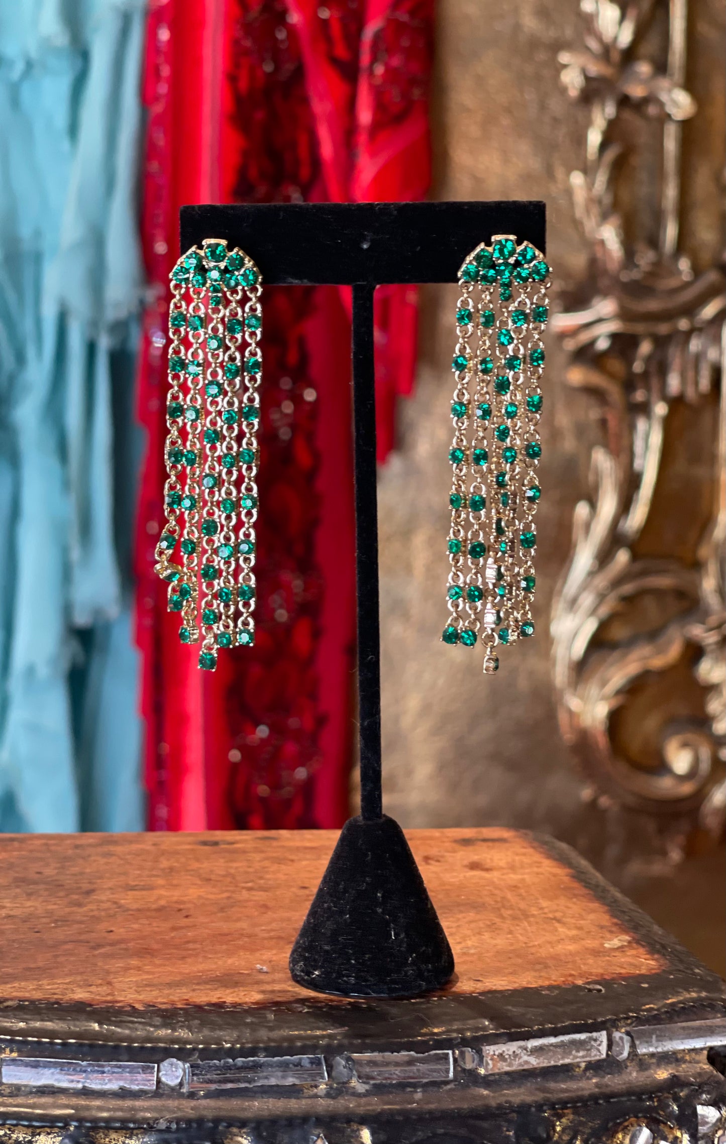 Gilded Emerald Rain Earrings