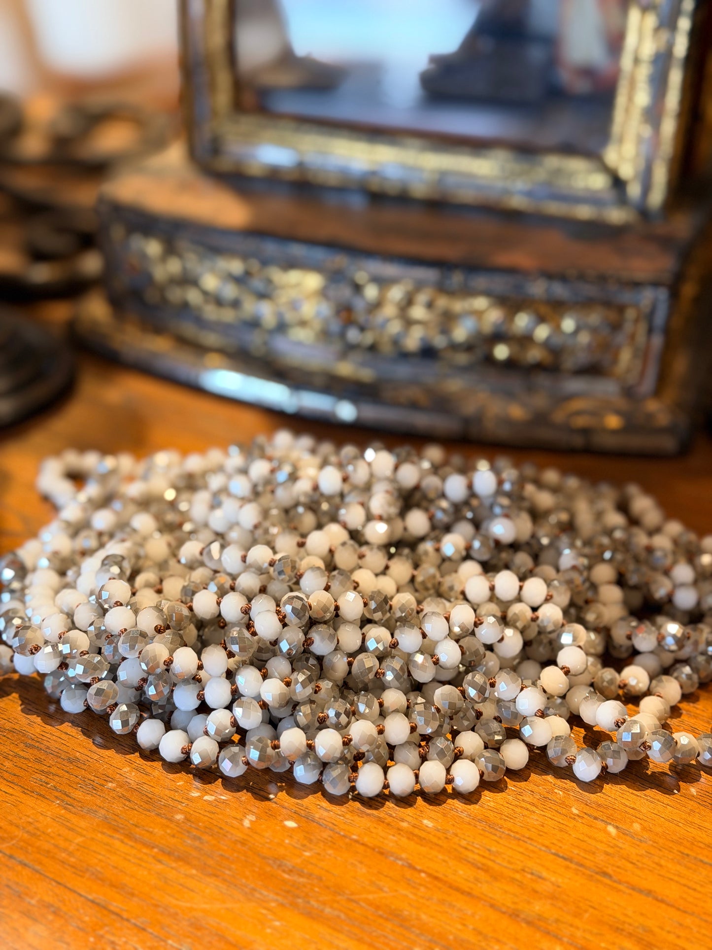 36" Crystal Strand in Smoke Rings
