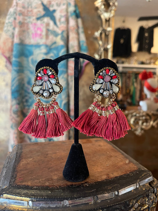 5 Tassel Rhinestone Earrings