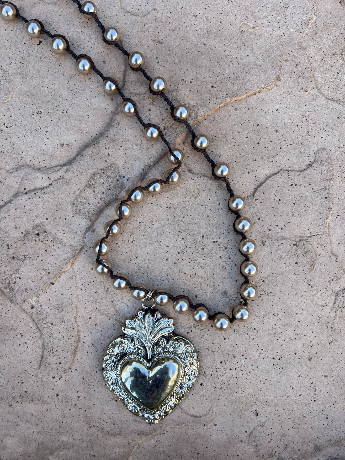 Milagro Heart with Taupe Pearls 896, 898