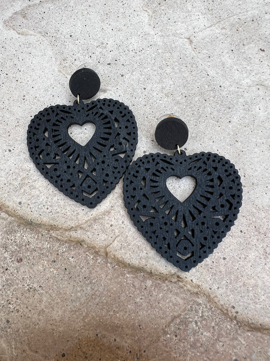 Heart Earring in Black