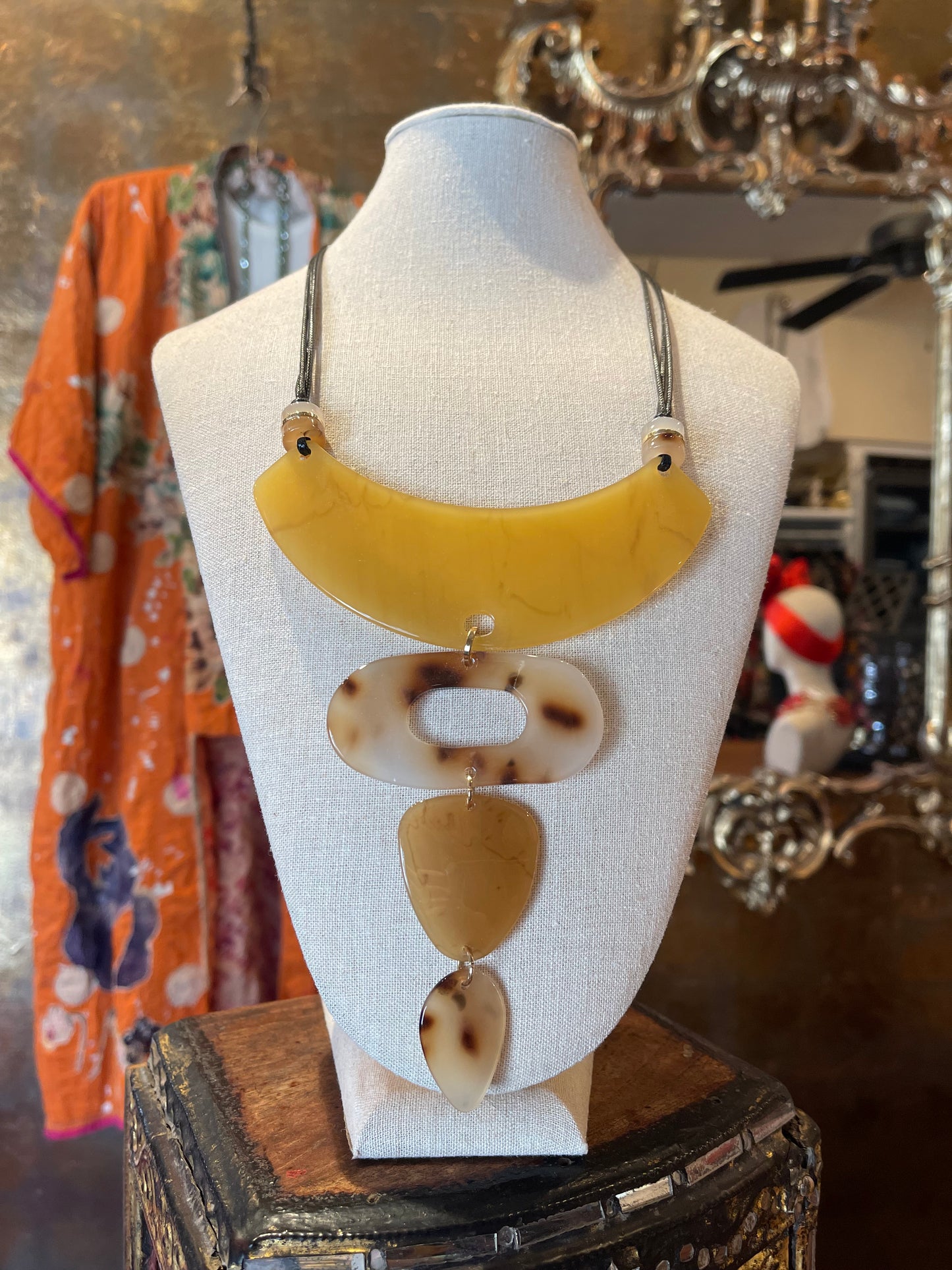 Tortoise Lucite Statement Necklace