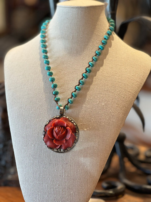 Carved Rose with Turquoise 1223,1224,1225