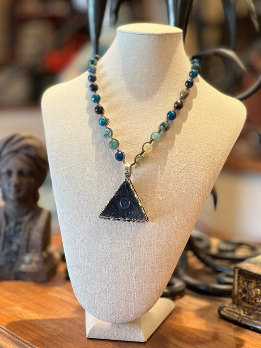 Carved Evil Eye 1166 with Blue Agate