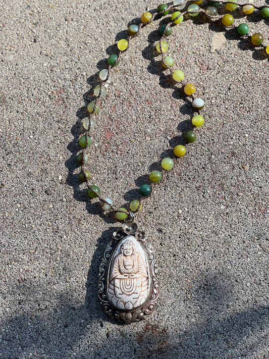 Carved Buddha 1174 on Green Agate