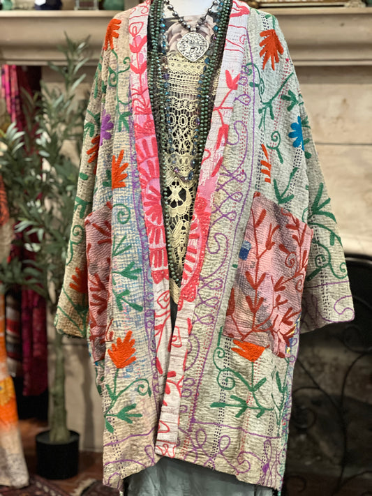 Suzani Cozy Coat in Flower Power