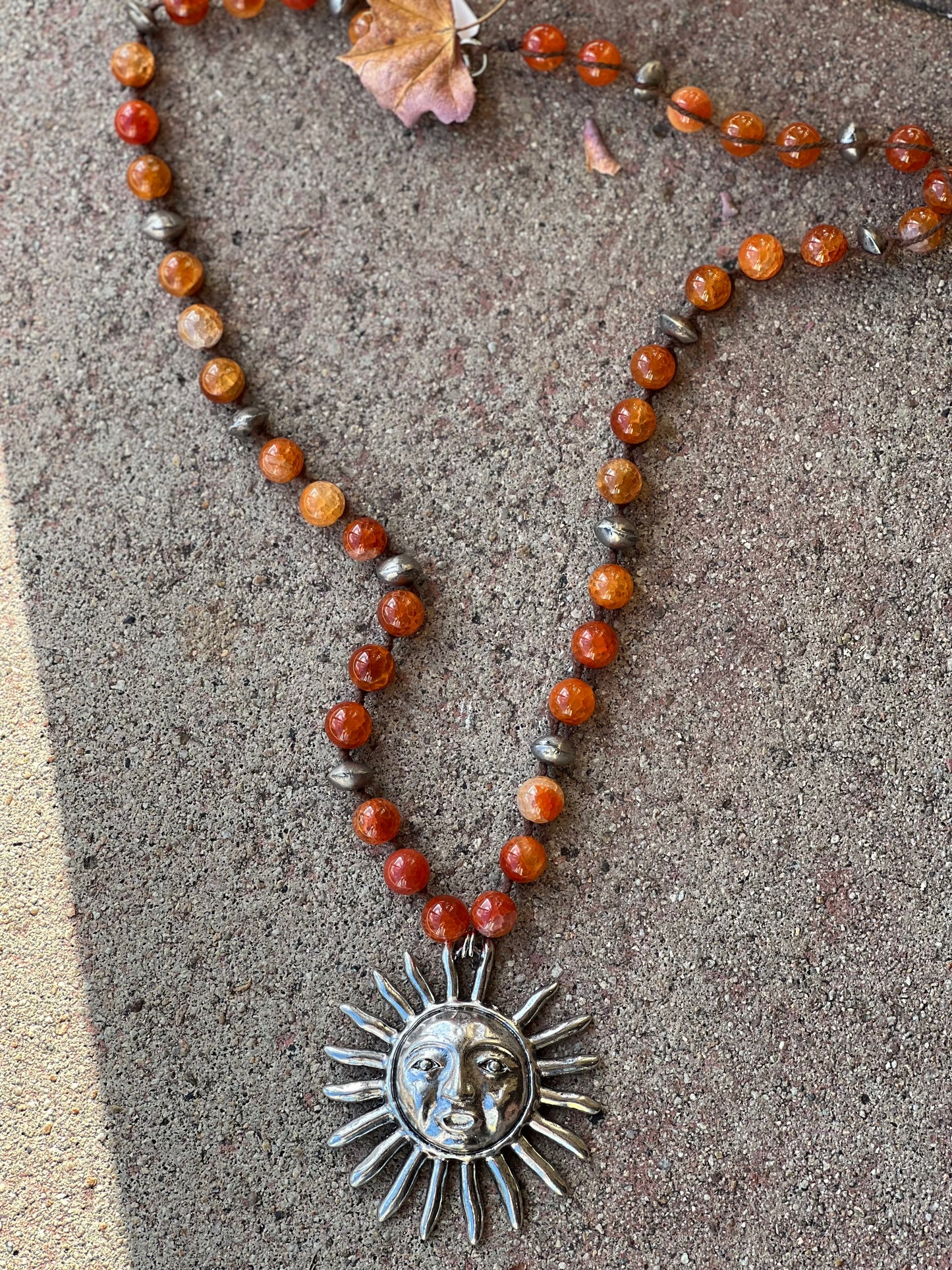 Sun with Carnelian Stones 1266 Necklace
