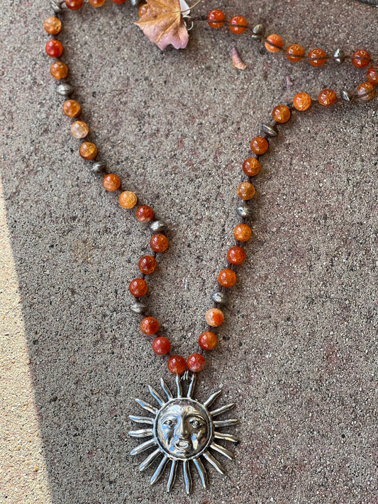 Sun with Carnelian Stones 1266 Necklace
