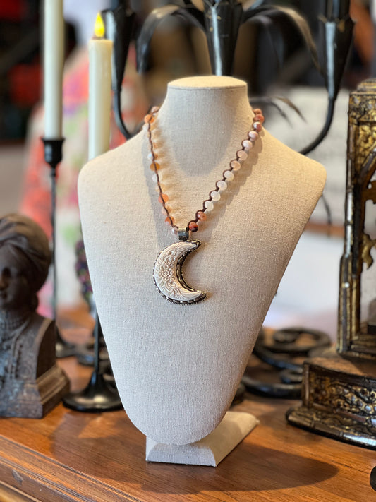 Carved Bone Crescent Moon 1278