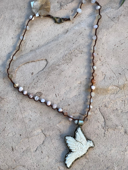 Carved Bone Dove 1277 Necklace