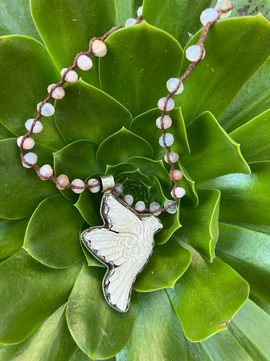 Carved Bone Dove 1277 Necklace