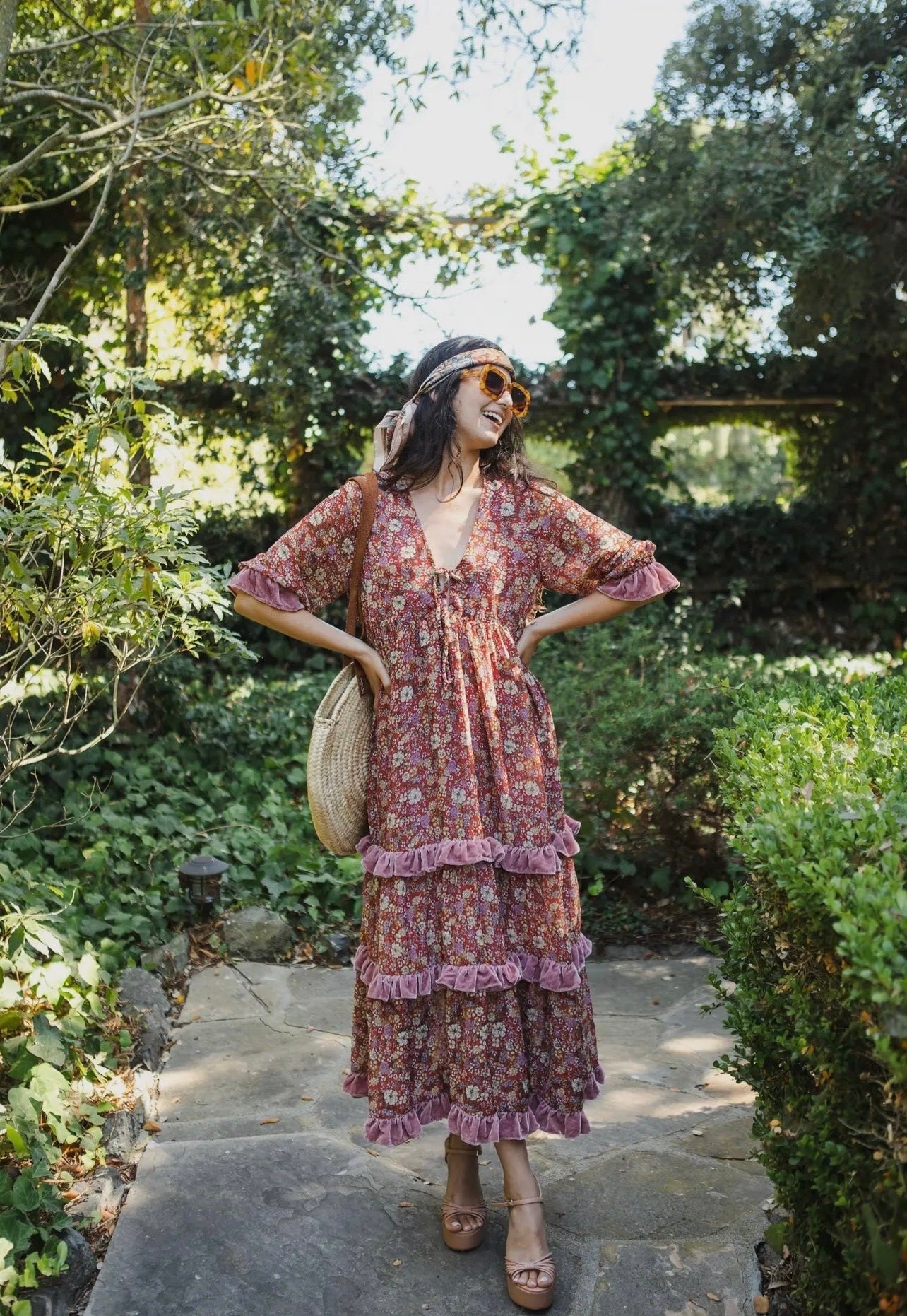 Rouge Bloom Velvet Maxi Dress by Jennafer Grace