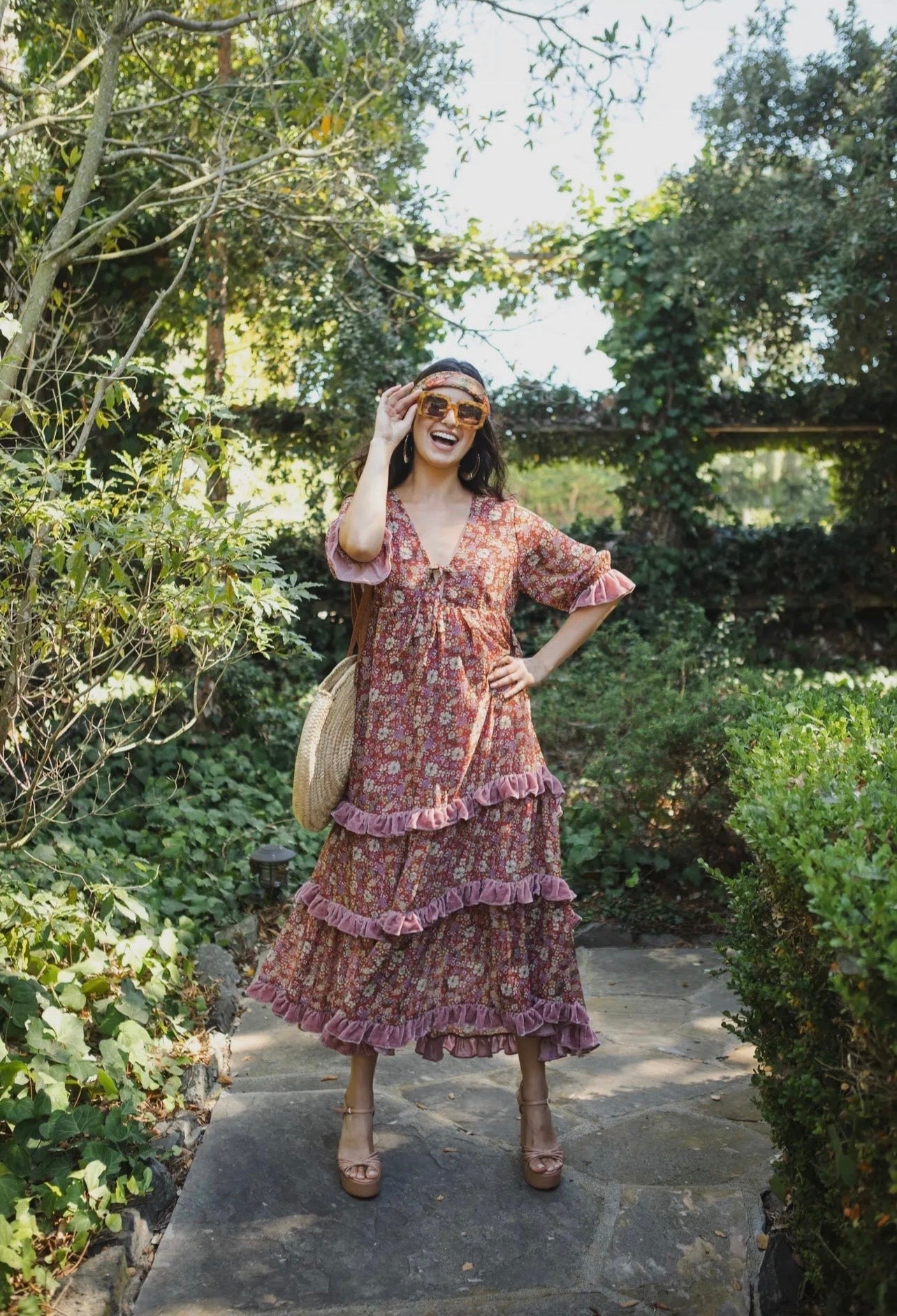 Rouge Bloom Velvet Maxi Dress by Jennafer Grace