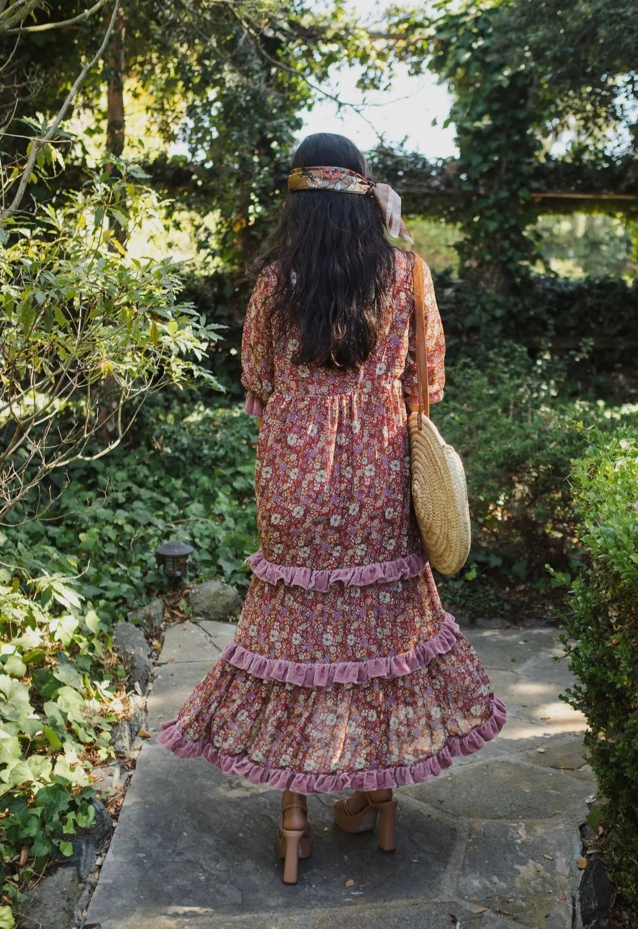 Rouge Bloom Velvet Maxi Dress by Jennafer Grace