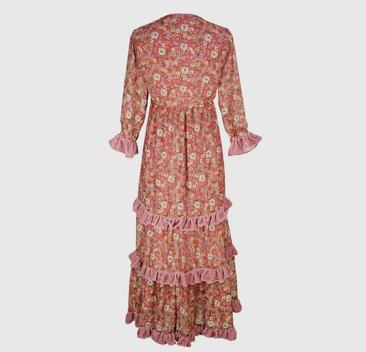 Rouge Bloom Velvet Maxi Dress by Jennafer Grace