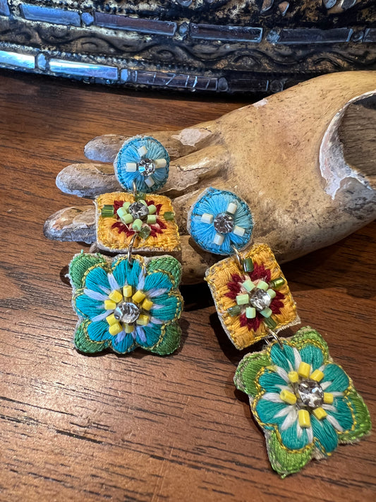 Quilt Flower Earring Golden Center